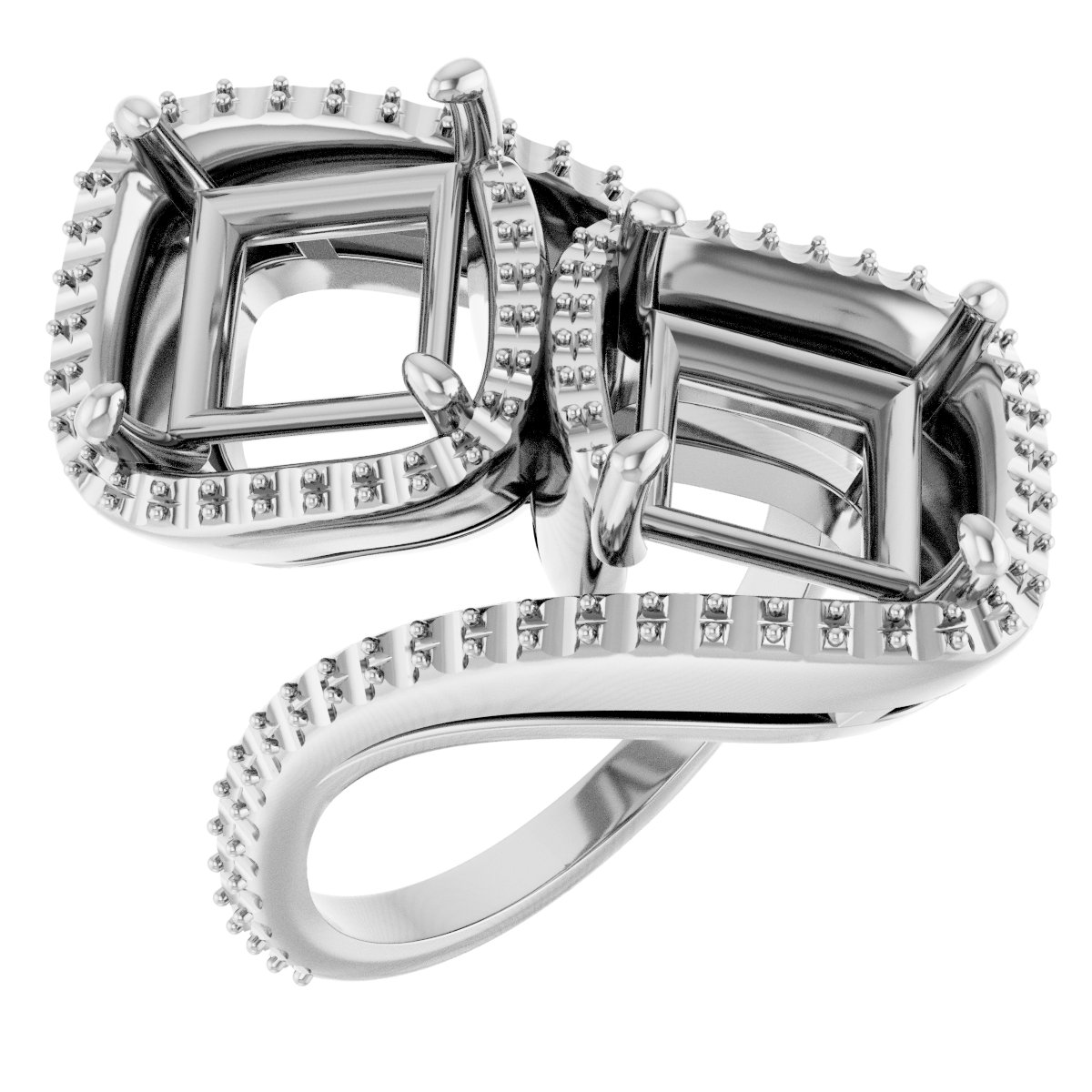 Two-Stone Halo-Style Bypass Engagement Ring