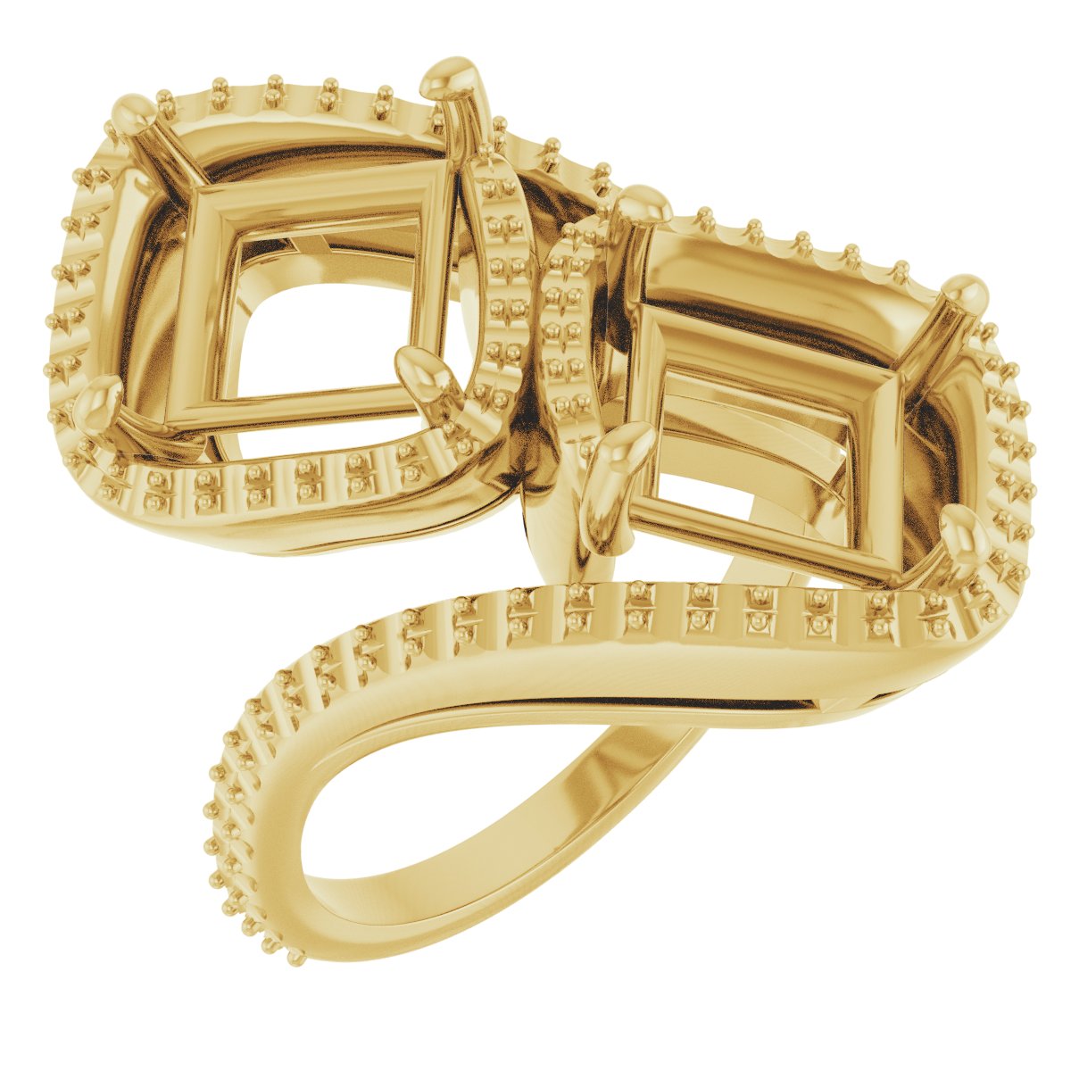 Two-Stone Halo-Style Bypass Engagement Ring