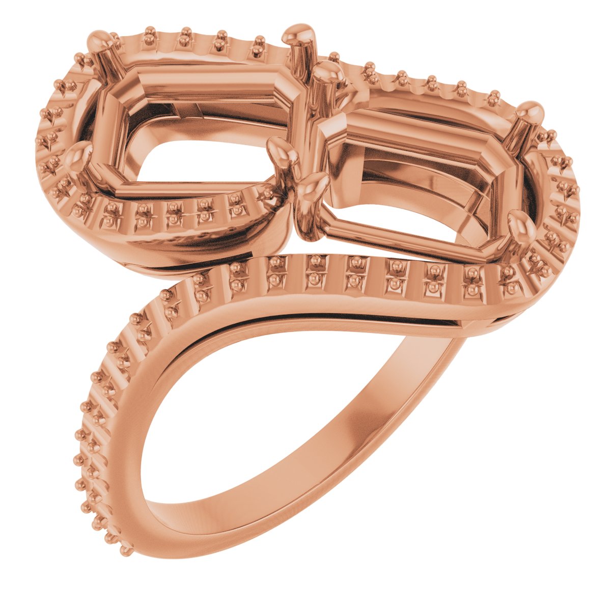 Two-Stone Halo-Style Bypass Engagement Ring