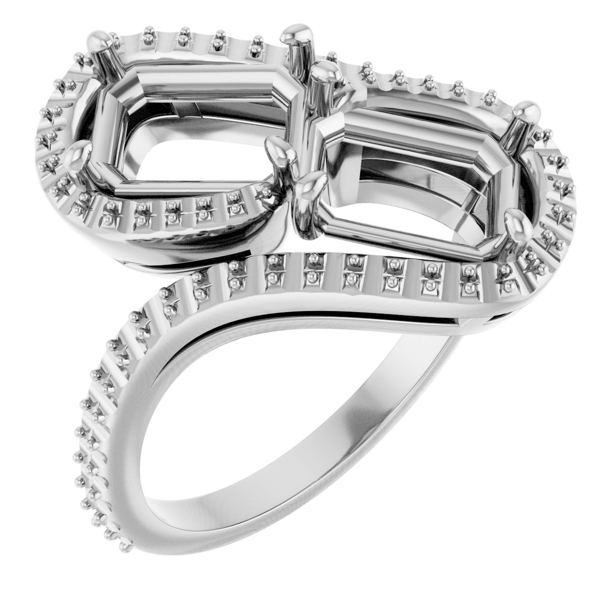 Two-Stone Halo-Style Bypass Engagement Ring