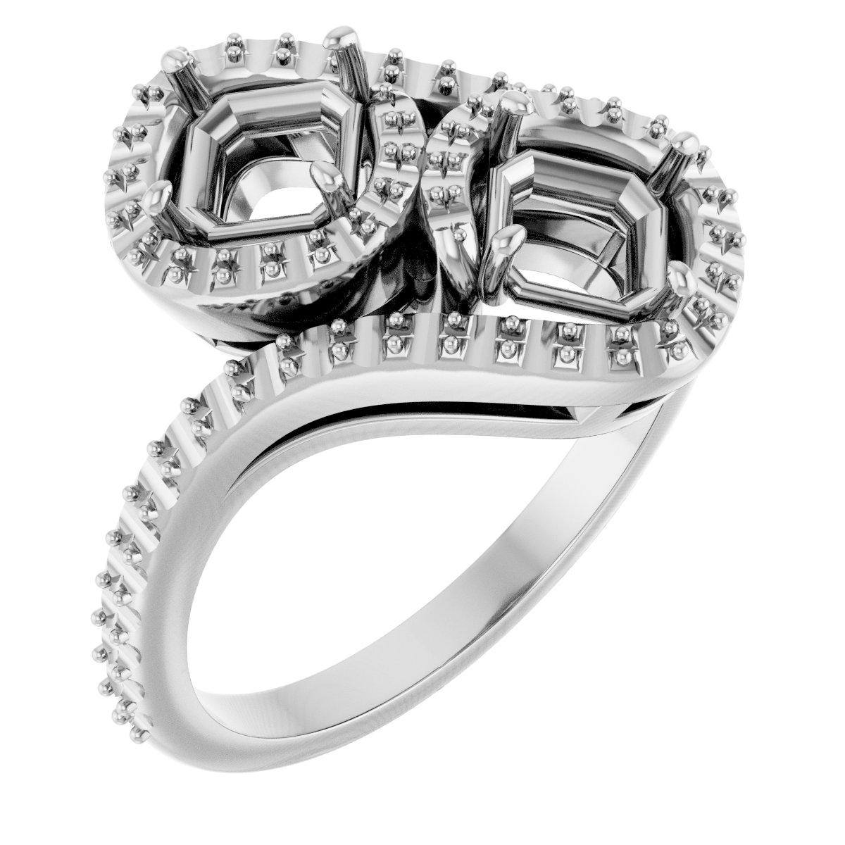 Two-Stone Halo-Style Bypass Engagement Ring
