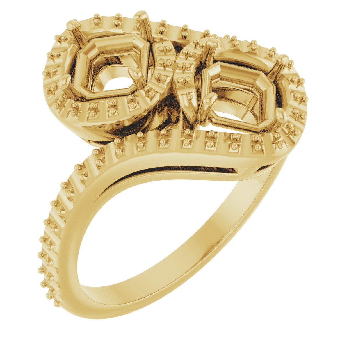 Two-Stone Halo-Style Bypass Engagement Ring