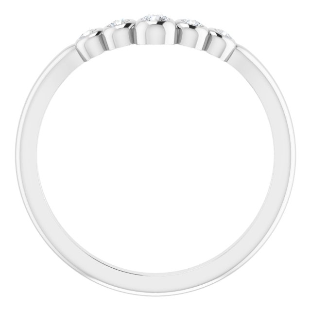 14K White 1/10 CTW Diamond Bezel-Set Graduated V Ring 