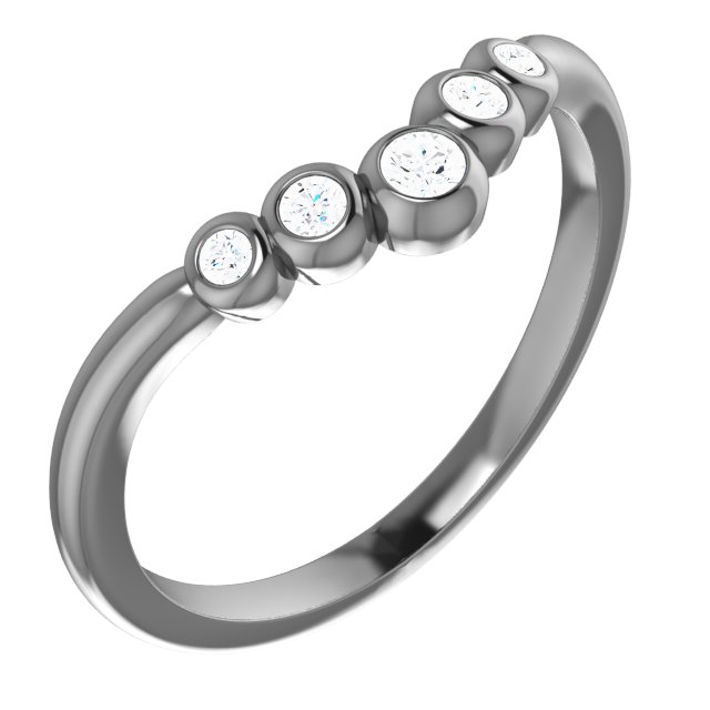 Sterling Silver 1/10 CTW Diamond Bezel-Set Graduated "V" Ring 