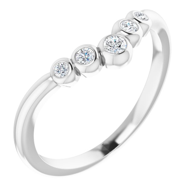 14K White 1/10 CTW Diamond Bezel-Set Graduated "V" Ring 