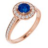 14K Rose Chatham Lab Created Blue Sapphire and .33 CTW Diamond Ring Ref. 14551329