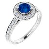 14K White Chatham Lab Created Blue Sapphire and .33 CTW Diamond Ring Ref. 14551327
