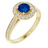 14K Yellow Chatham Lab Created Blue Sapphire and .33 CTW Diamond Ring Ref. 14551328