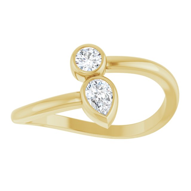 14K Yellow 1/4 CTW Natural Diamond Two-Stone Bypass Ring