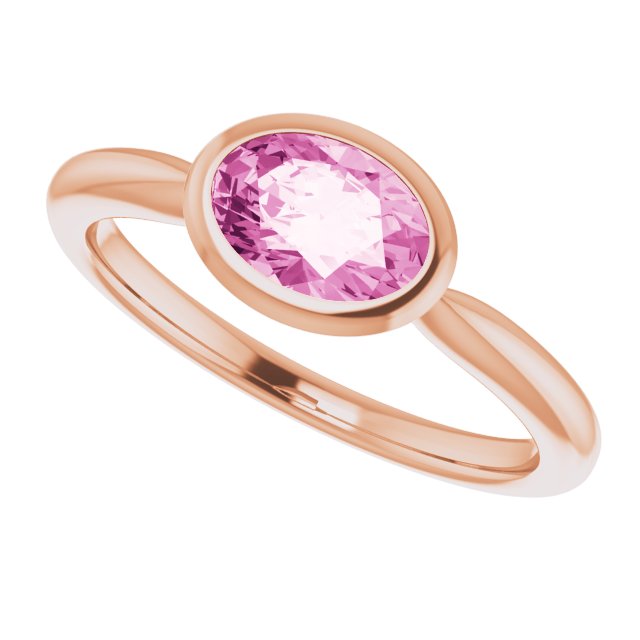 14K Rose Lab-Grown Pink Sapphire Ring  