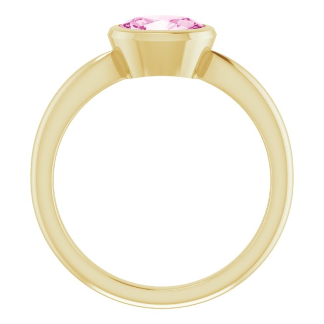 14K Yellow Lab-Grown Pink Sapphire Ring  