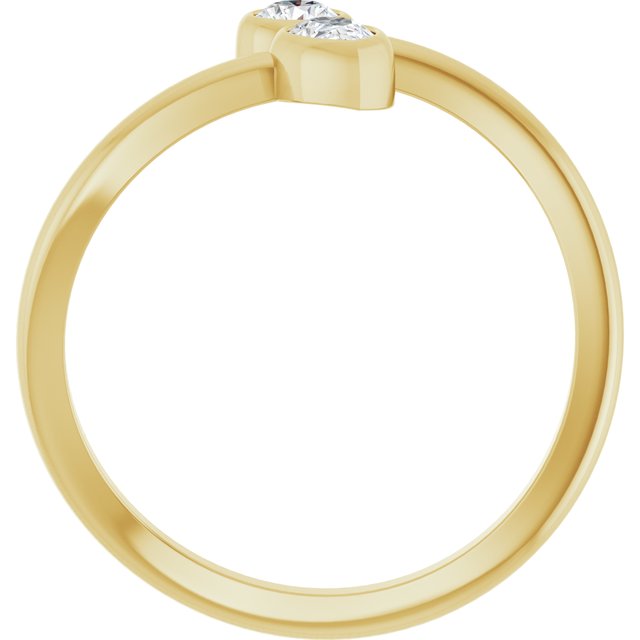 14K Yellow 1/4 CTW Diamond Bezel-Set Bypass Ring