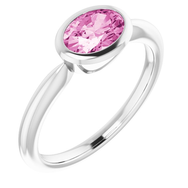 14K White Lab-Grown Pink Sapphire Ring  
