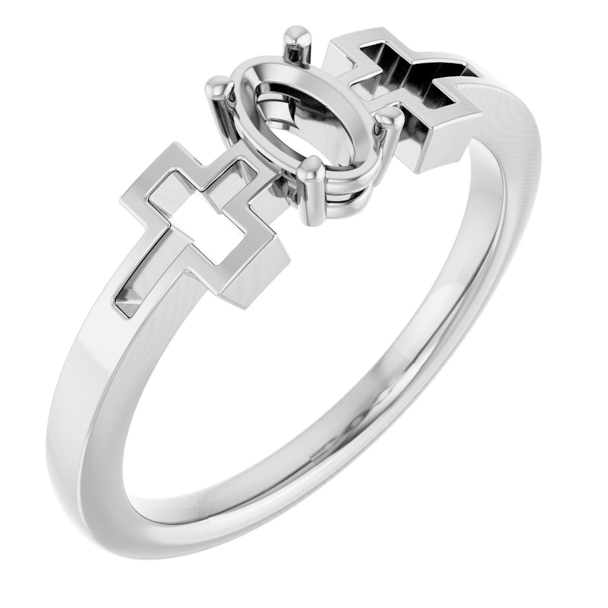 Sterling Silver Sapphire Solitaire Cross Youth Ring