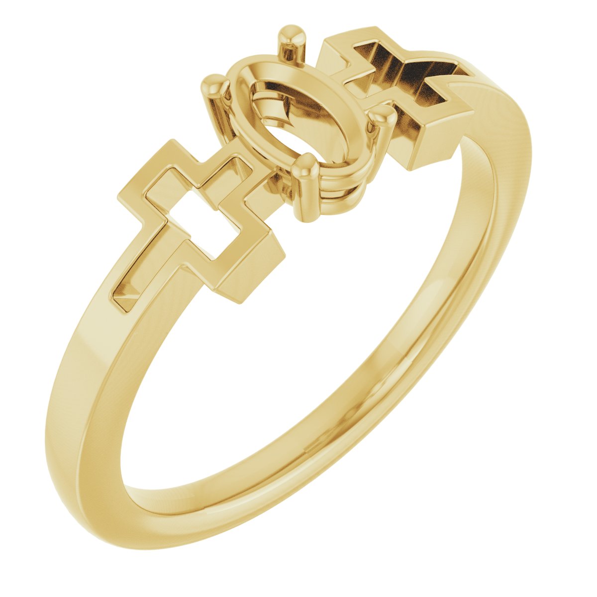 14K Yellow Sapphire Solitaire Cross Youth Ring