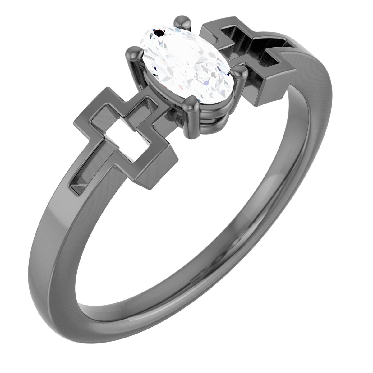 14K White Sapphire Solitaire Cross Youth Ring