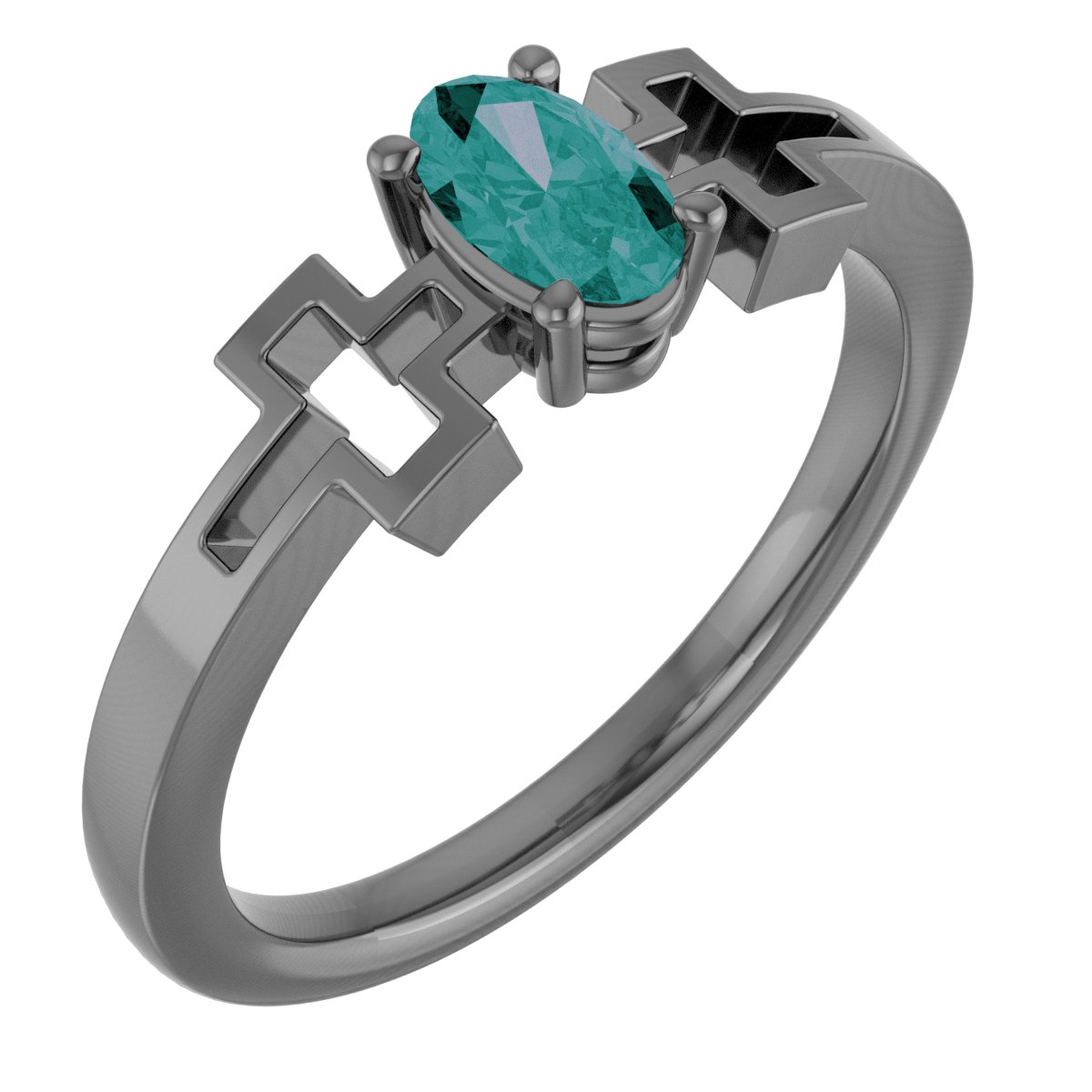 Platinum Chatham Created Alexandrite Solitaire Cross Youth Ring