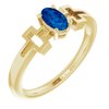 14K Yellow Blue Sapphire Solitaire Cross Youth Ring