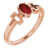 14K Rose Mozambique Garnet Solitaire Cross Youth Ring