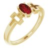 14K Yellow Mozambique Garnet Solitaire Cross Youth Ring