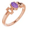 14K Rose Amethyst Solitaire Cross Youth Ring