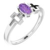 14K White Amethyst Solitaire Cross Youth Ring