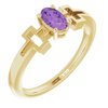 14K Yellow Amethyst Solitaire Cross Youth Ring