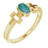 14K Yellow Chatham Created Alexandrite Solitaire Cross Youth Ring