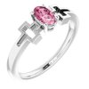 Sterling Silver Pink Tourmaline Solitaire Cross Youth Ring