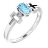 Sterling Silver Aquamarine Solitaire Cross Youth Ring