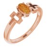 14K Rose Citrine Solitaire Cross Youth Ring