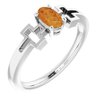 14K White Citrine Solitaire Cross Youth Ring