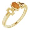 14K Yellow Citrine Solitaire Cross Youth Ring