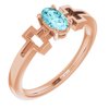 14K Rose Blue Zircon Solitaire Cross Youth Ring