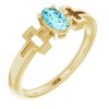 14K Yellow Blue Zircon Solitaire Cross Youth Ring