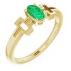14K Yellow Emerald Solitaire Cross Youth Ring