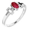 14K White Ruby Solitaire Cross Youth Ring