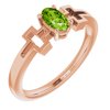 14K Rose Peridot Solitaire Cross Youth Ring