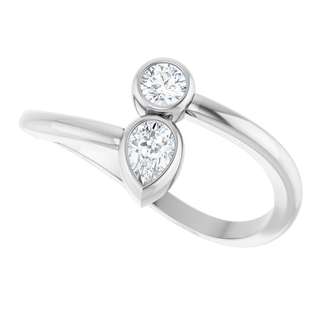 14K White 1/4 CTW Natural Diamond Two-Stone Bypass Ring