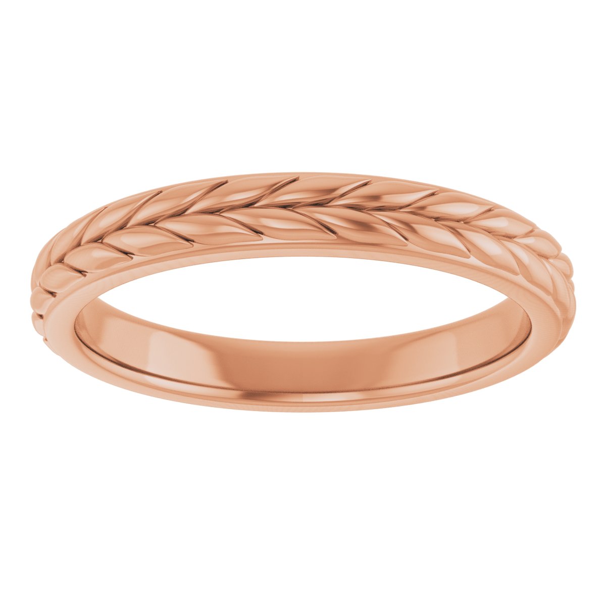 14K Rose 3 mm Leaf Band Size 7