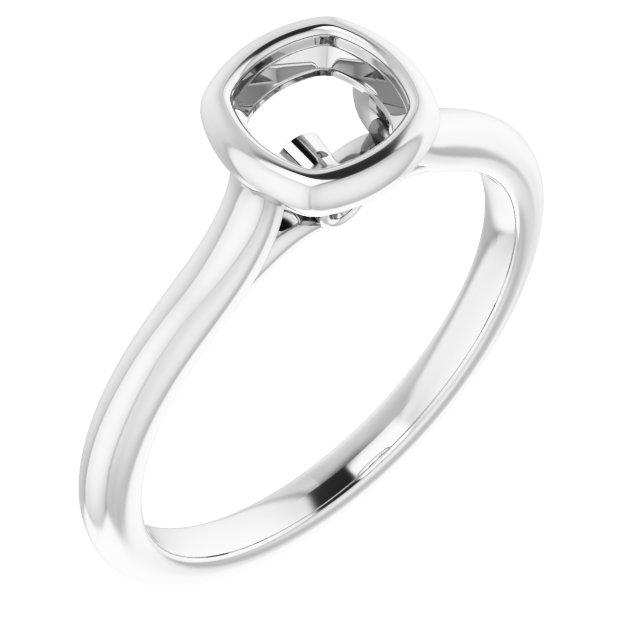 14K White 5x5 mm Cushion .02 CTW Natural Diamond Semi-Set Engagement Ring  