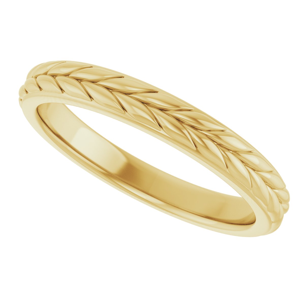 14K Yellow 3 mm Leaf Band Size 7