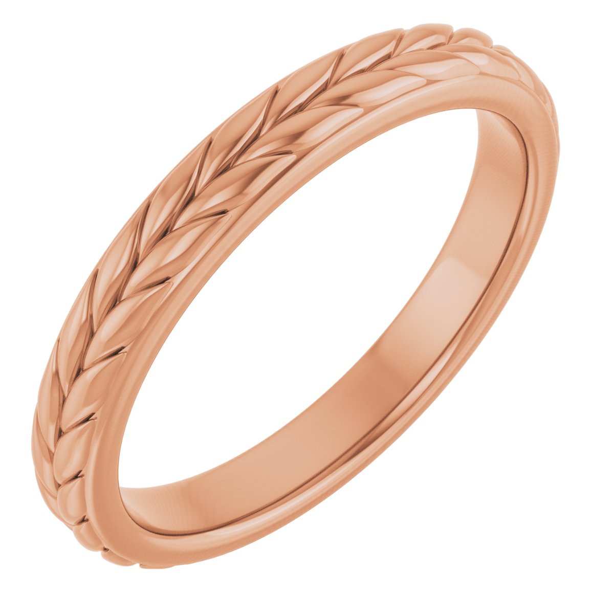 14K Rose 3 mm Leaf Band Size 7