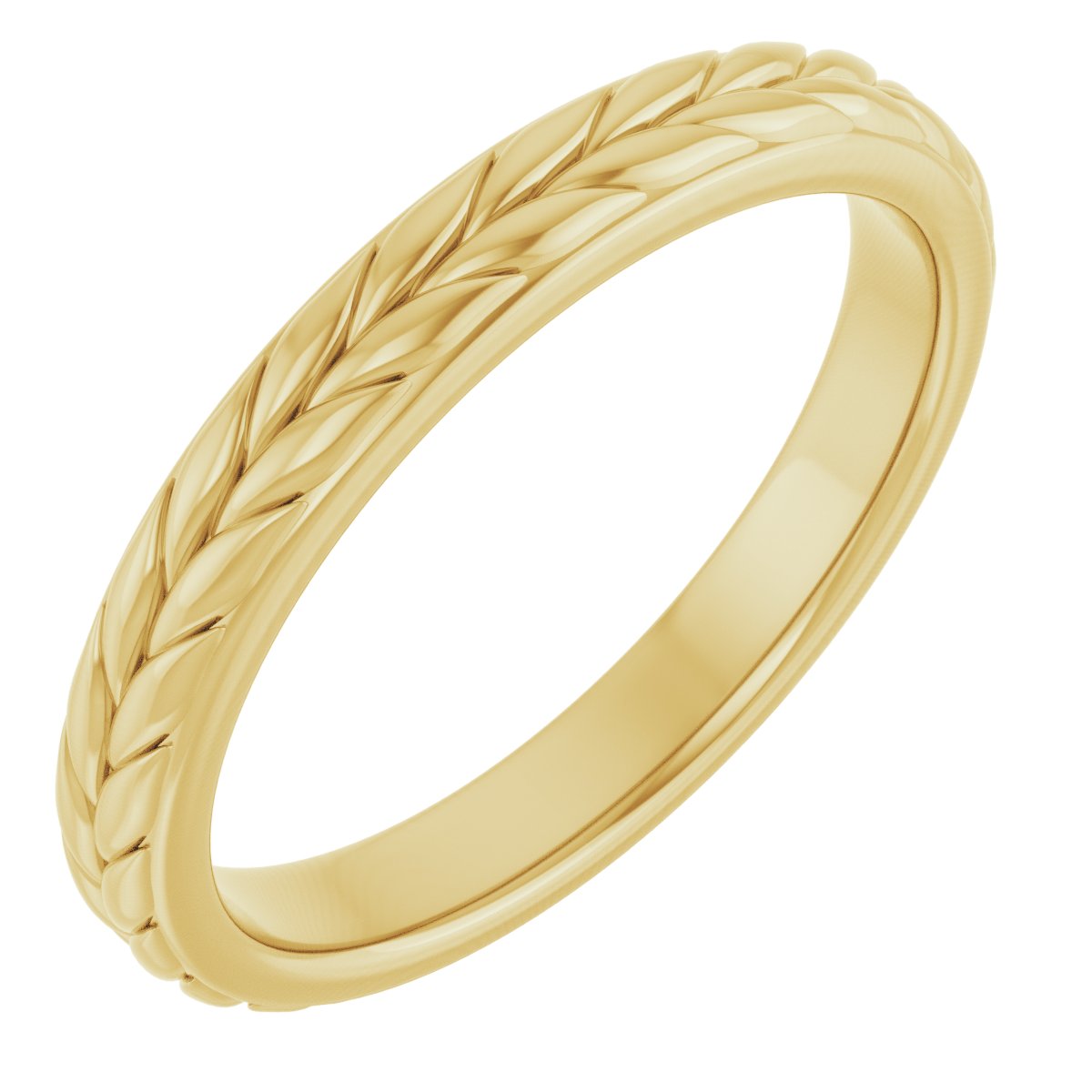 14K Yellow 3 mm Leaf Band Size 7