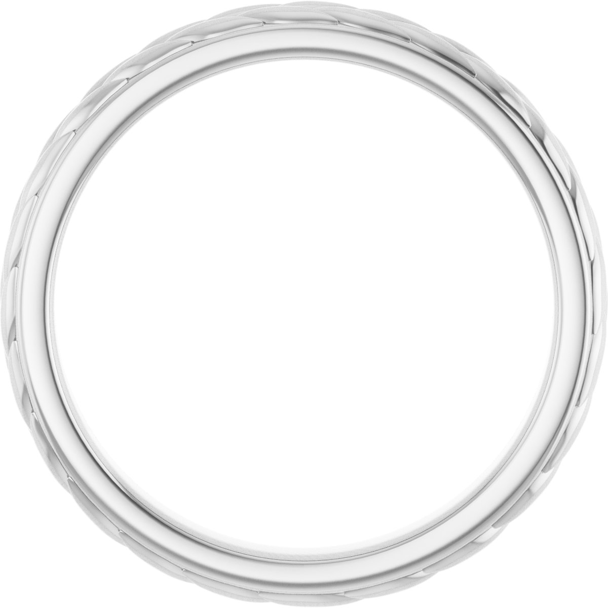 14K White 3 mm Leaf Band Size 7