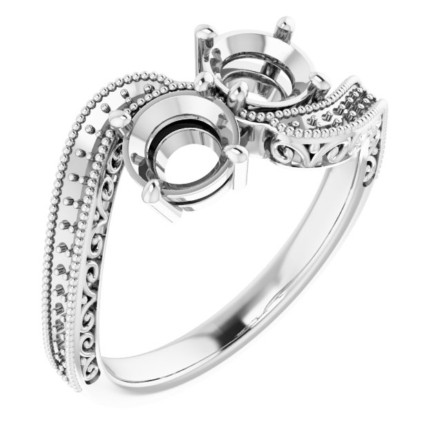 Two-Stone Scroll Engagement Ring