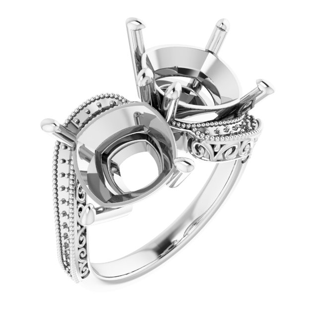 Two-Stone Scroll Engagement Ring