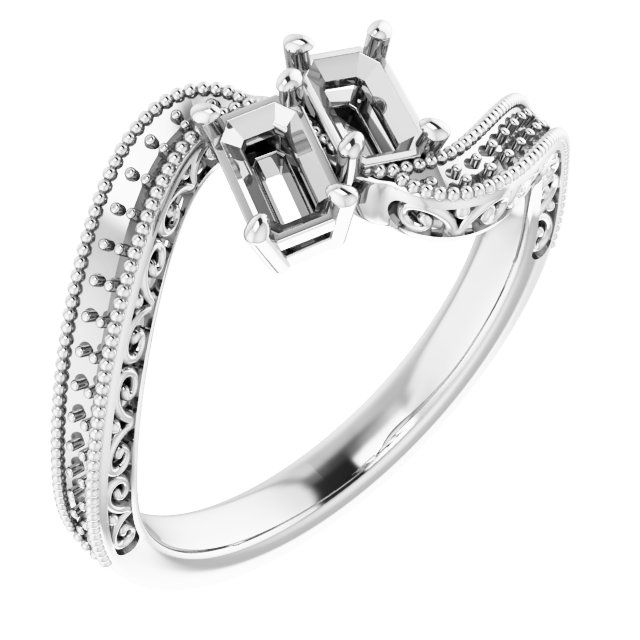 Two-Stone Scroll Engagement Ring