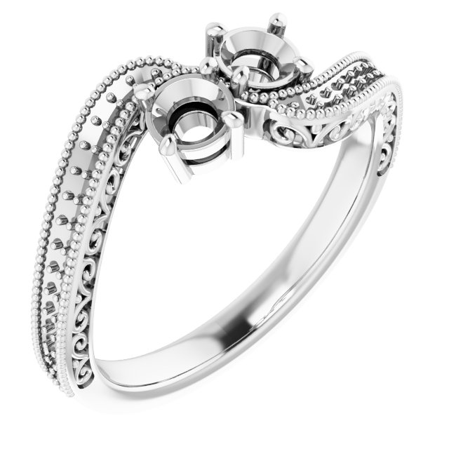 Two-Stone Scroll Engagement Ring