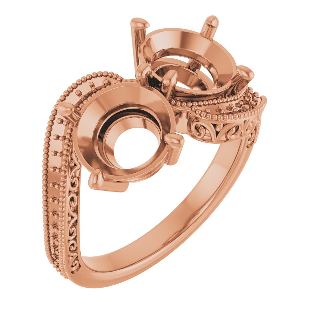 Two-Stone Scroll Engagement Ring